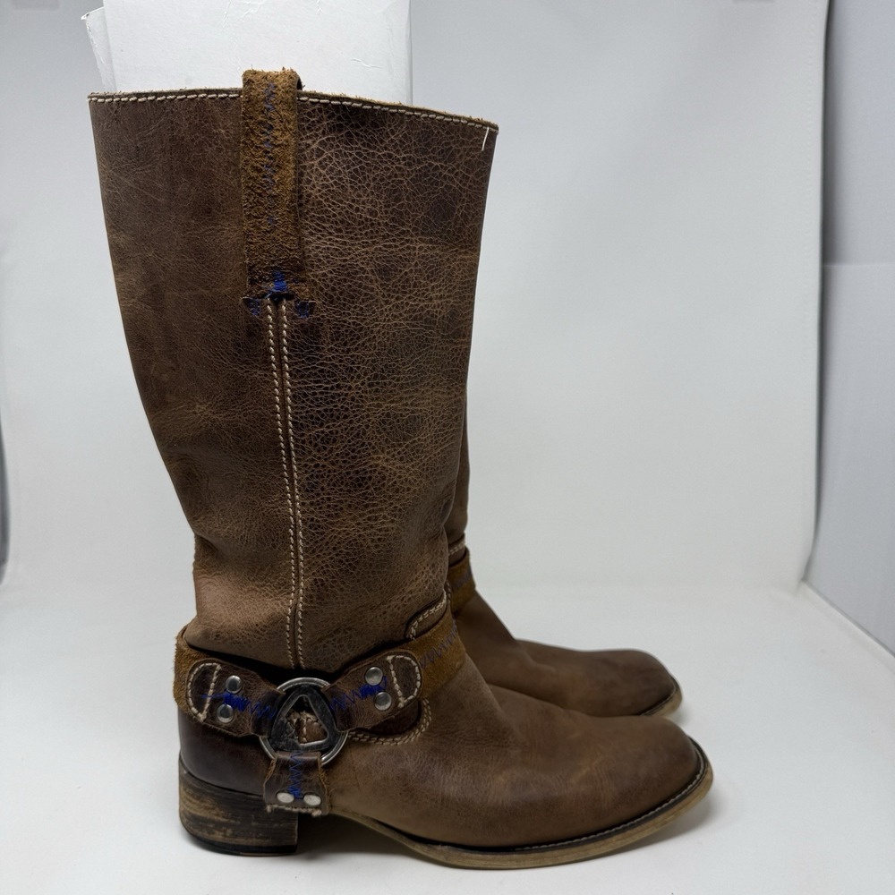 Roan Womens Brown Leather Harness Strap Riding Boots Size 9 Bottle Opener